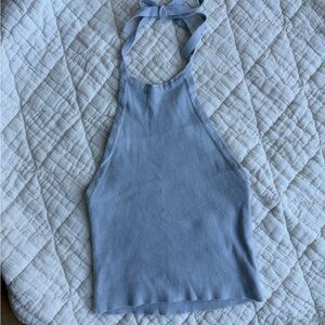Lulus Sweater Halter Top - Light Blue